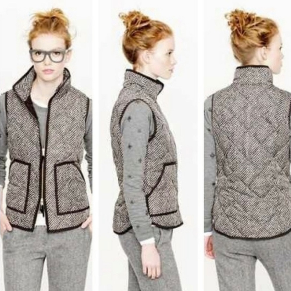 J. Crew Herringbone Print Down Vest S
